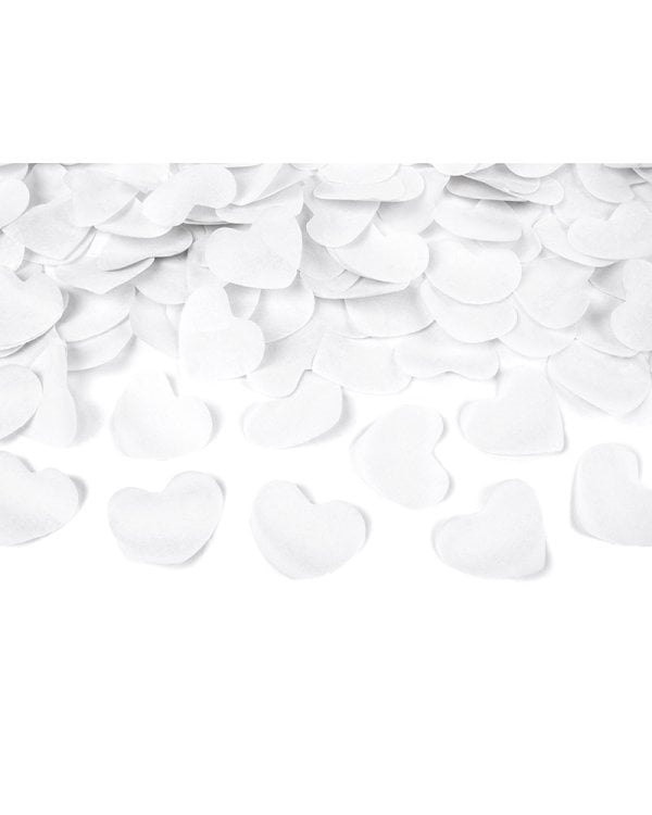 Confetti cannon with hearts, white, 80cm