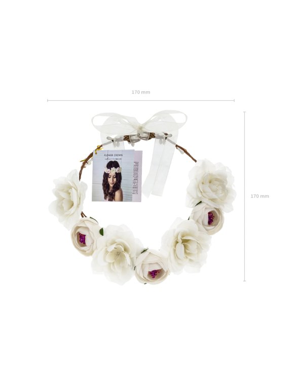 Flower crown, white, 17cm