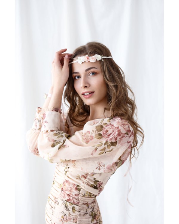 Flower crown, light peach, 18cm