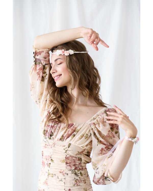 Flower crown, light peach, 18cm