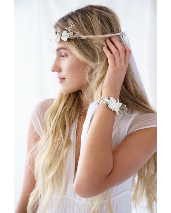 Flower crown, white, 18cm