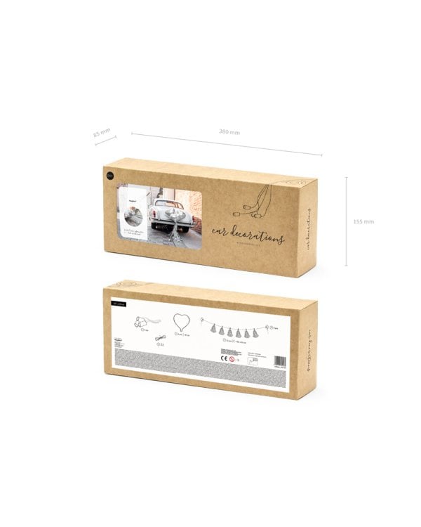 Car decoration kit - Hearts, silver