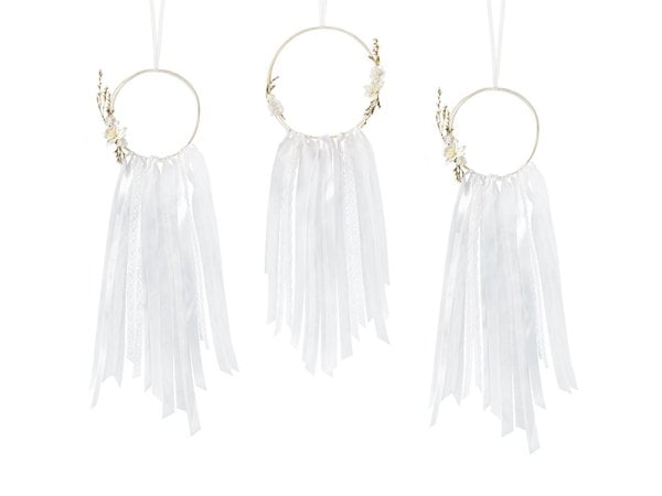 Decoration kit - Dream catchers, white (1 pkt / 3 pc.)