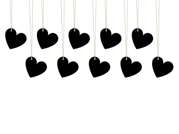 Paper Hearts, black, 5 x 4.5cm (1 pkt / 10 pc.)