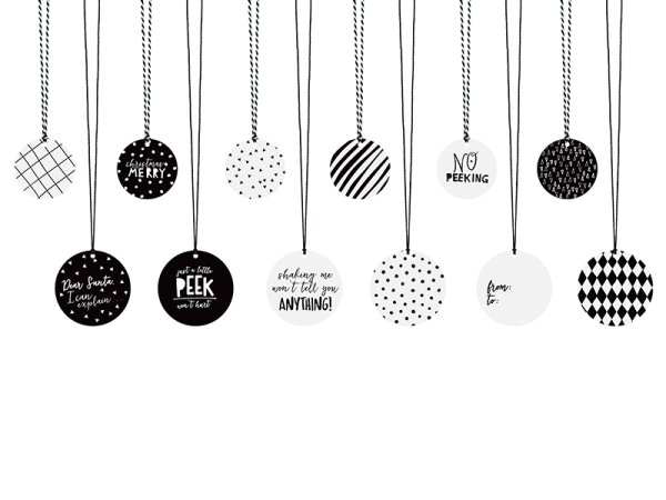 Gifts tags, mix (1 pkt / 12 pc.)