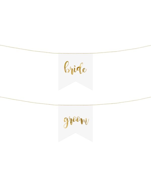 Chair signs - Bride Groom, gold (1 pkt / 2 pc.)