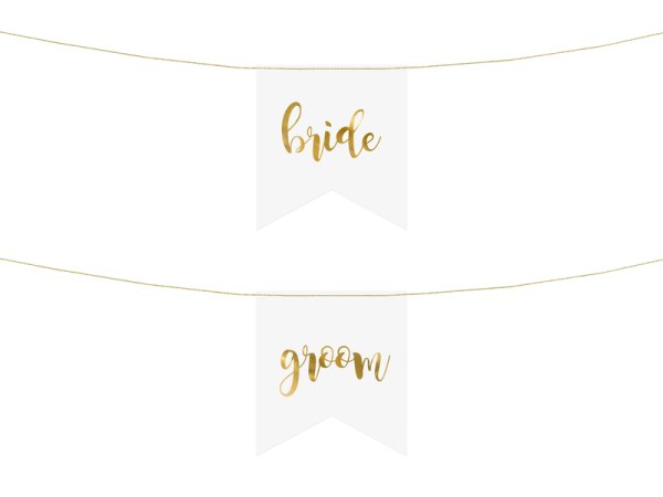 Chair signs - Bride Groom, gold (1 pkt / 2 pc.)