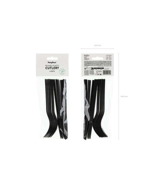 Plastic cutlery, 18–18.5 cm, black (1 pkt / 12 pc.)