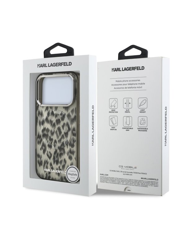 Karl Lagerfeld IML Leopard MagSafe Case Защитный чехол для iPhone 17 Pro / коричневый