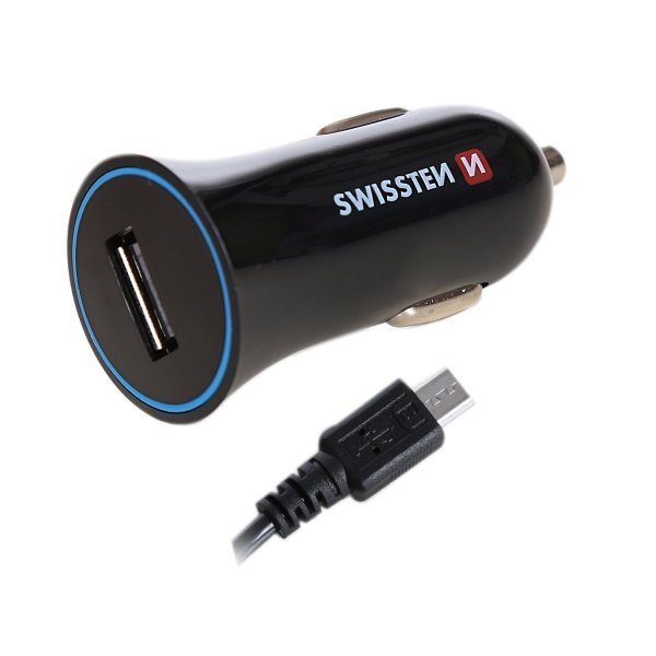 Swissten Автомобильная зарядка 12 / 24V / 1A + кабель Micro USB 1.5m