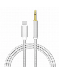 Mocco Textile Премиум AUX провод USB-C -> 3.5 mm 1m Серебряный