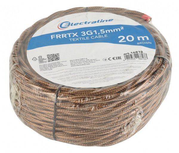 Electraline 16813 FRRTX Текстильный кабель 3G1.5 мм² / 20 м