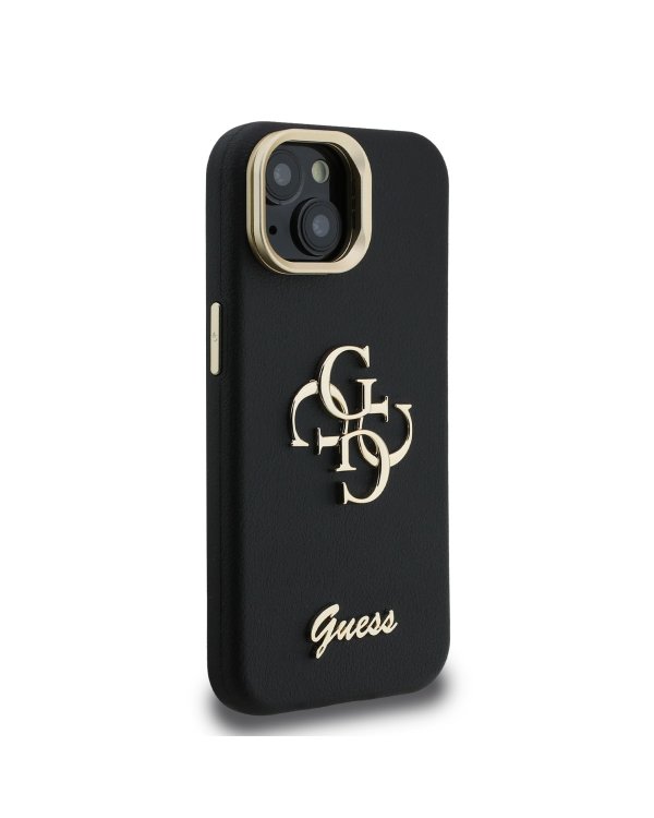 Guess PU Grained 4G Logo Stand Camera Frame Case Защитный чехол для iPhone 13 / чёрный
