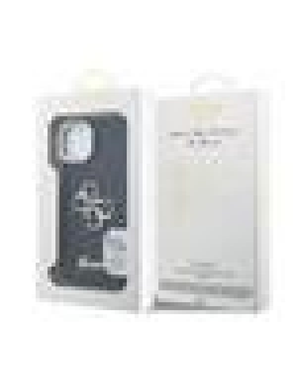 Guess PU Grained 4G Logo Stand Camera Frame Case Защитный чехол для iPhone 13 / чёрный