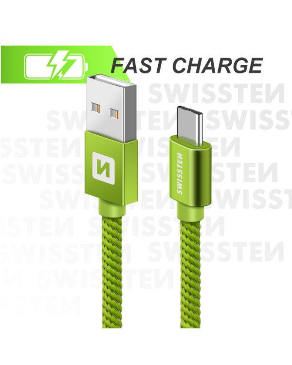 Swissten Textile Универсальный Quick Charge 3.1 USB-C USB Кабель данных 2м
