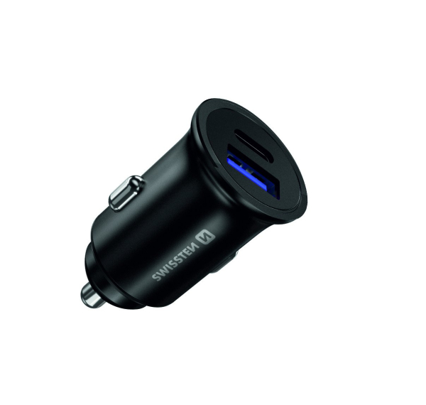Swissten Mеталл Автомобильное зарядное устройство c USB-C + Quick Charge 3.0 / 36W Для мобильных телефонов и планшетов