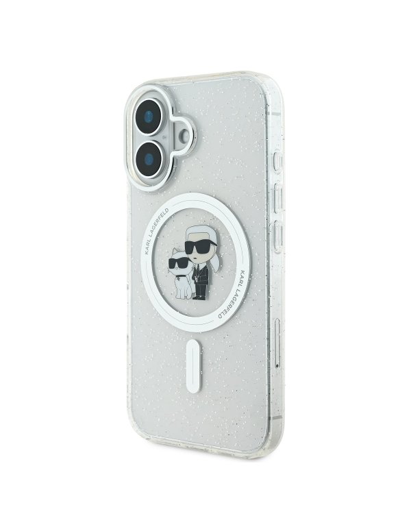 Karl Lagerfeld IML Glitter Karl and Choupette MagSafe Case Защитный чехол для iPhone 16 / прозрачный