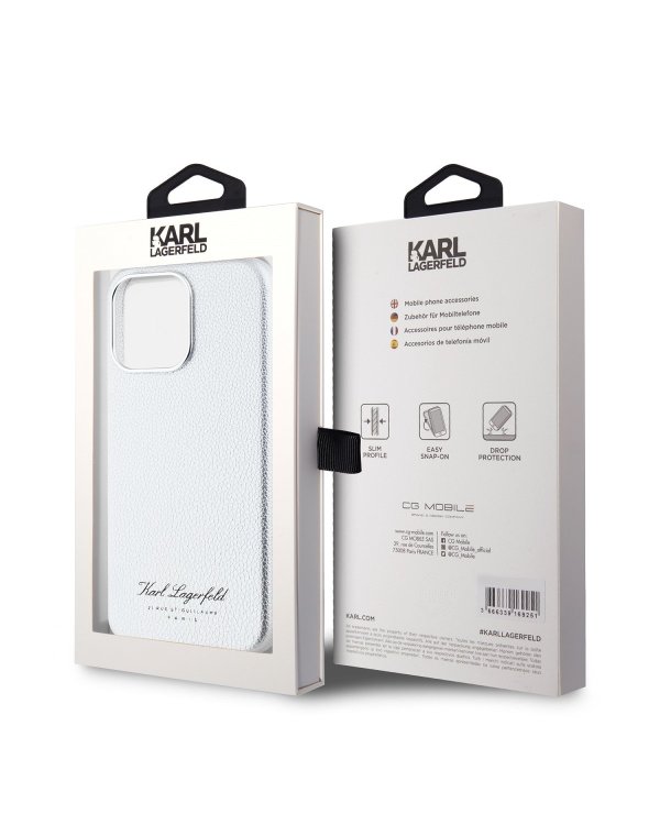Karl Lagerfeld Grained PU Hotel RSG Case Защитный чехол для iPhone 15 Pro Max / серый