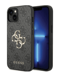 Guess PU Leather 4G Metal Logo Case Защитный Чехол для Apple iPhone 15 Plus