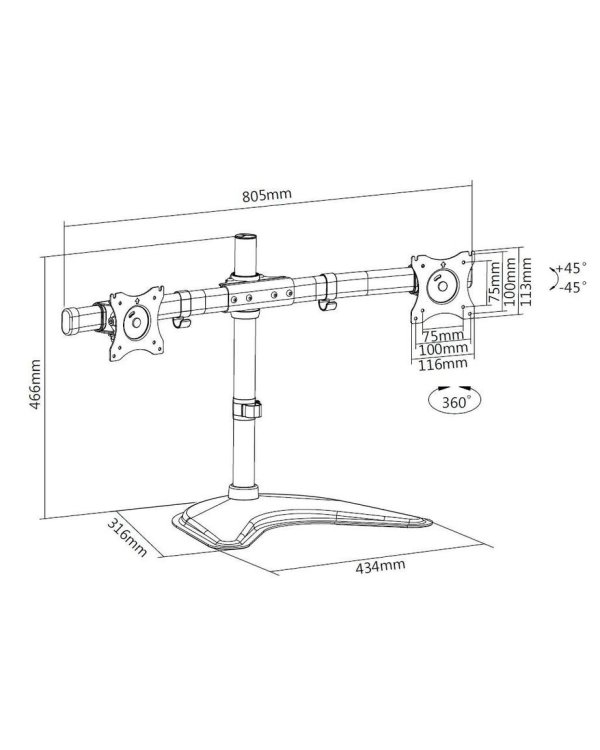 Multibrackets MB-3330 Настольный держатель для 2 мониторов до 27"/ 10kg