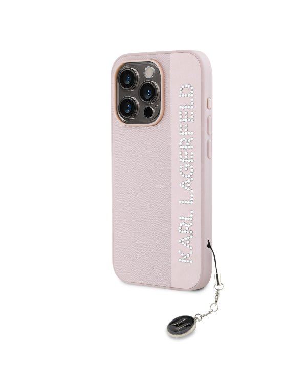 Дополнительное изображение книги «Karl Lagerfeld PU Saffiano Rhinestone Charm Case Защитный чехол для iPhone 15 Pro Max / розовый»