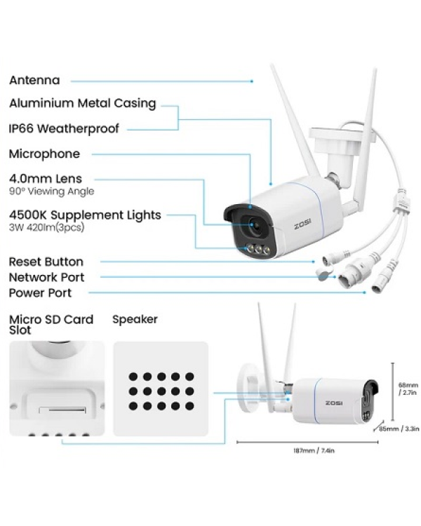 HiSmart HS084257 Умная Уличная Kамера 5MP / Wi-Fi