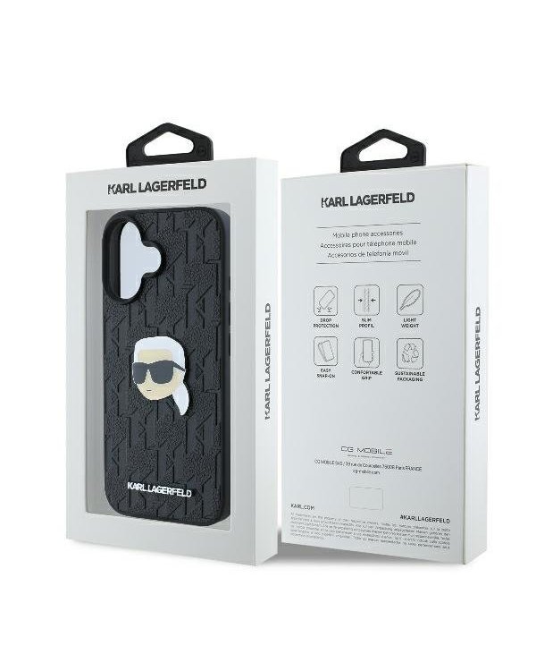 Karl Lagerfeld Monogram Karl Head Pin Защитный Чехол для Apple iPhone 16