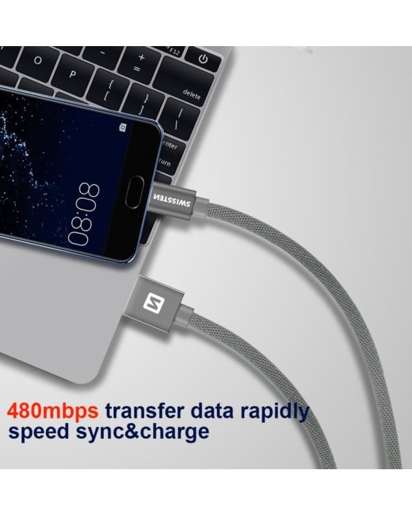 Swissten Textile Универсальный Quick Charge 3.1 USB-C USB Кабель данных 2м