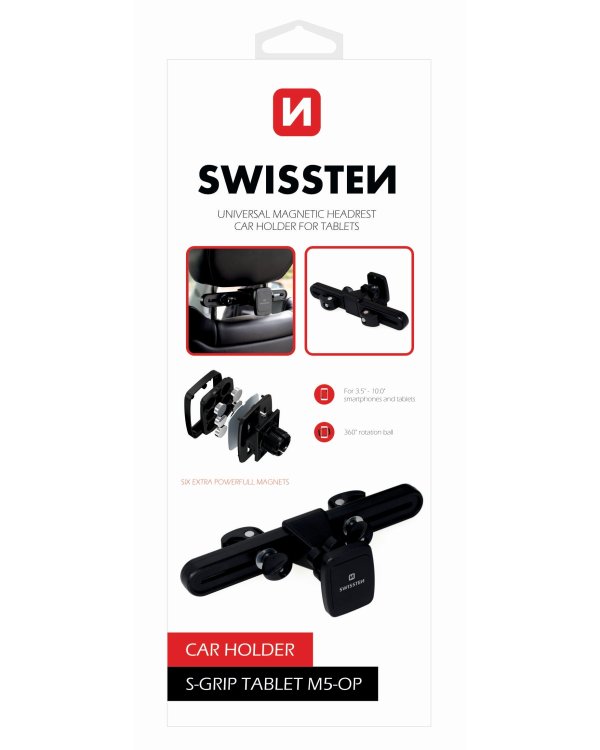 Swissten S-Grip M5-OP Универсальный Держатель с Магнитом На Подголовник для Планшетов / Телефонов / GPS