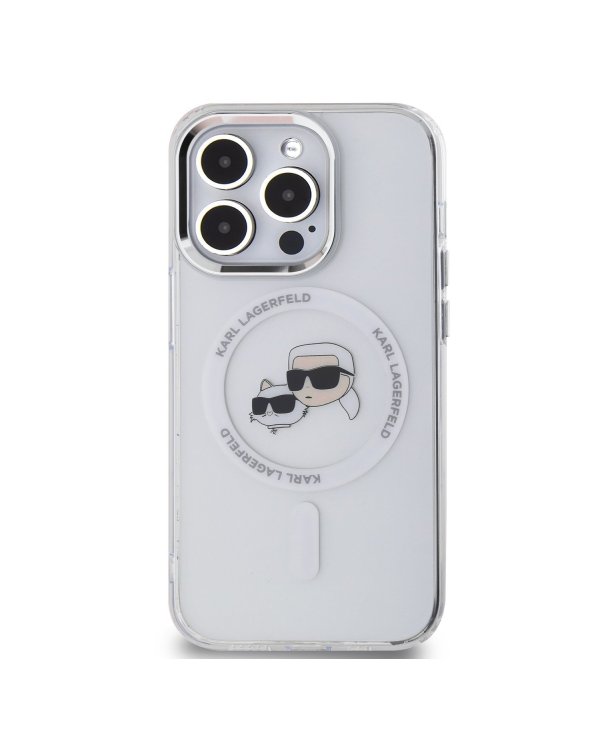 Karl Lagerfeld IML K&CH Heads Metal Frame MagSafe Case Защитный чехол для iPhone 15 Pro / прозрачный