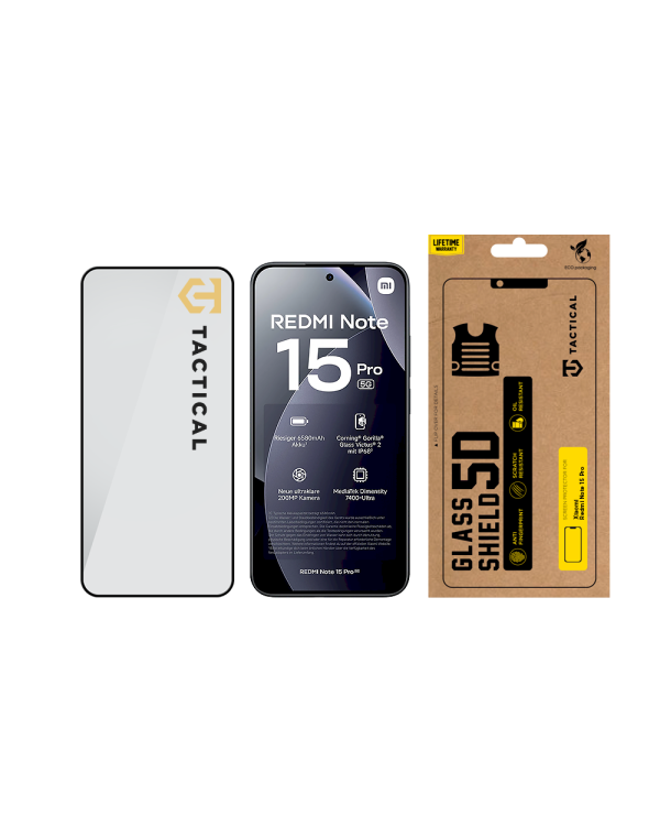 Tactical Glass Shield 5D Защитное стекло для Xiaomi Redmi Note 15 Pro 5G / чёрный