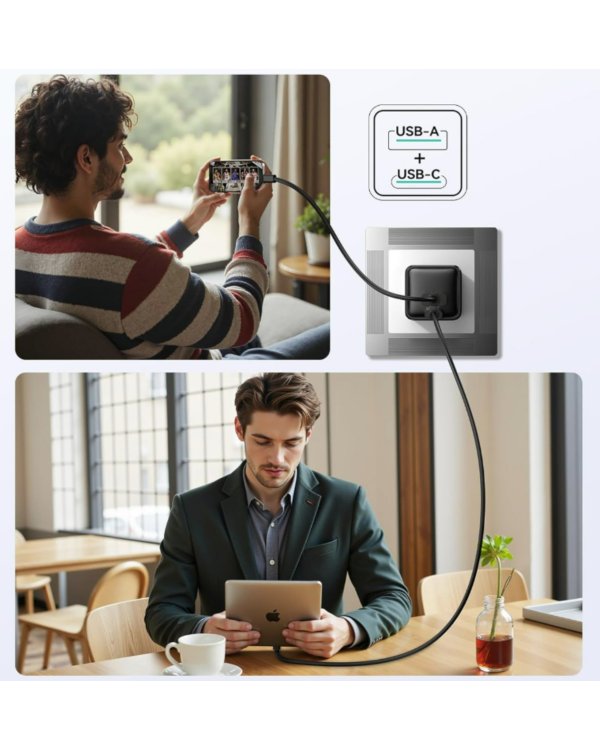 iPeax GaN USB-C / USB-A 3арядное устройство 45W