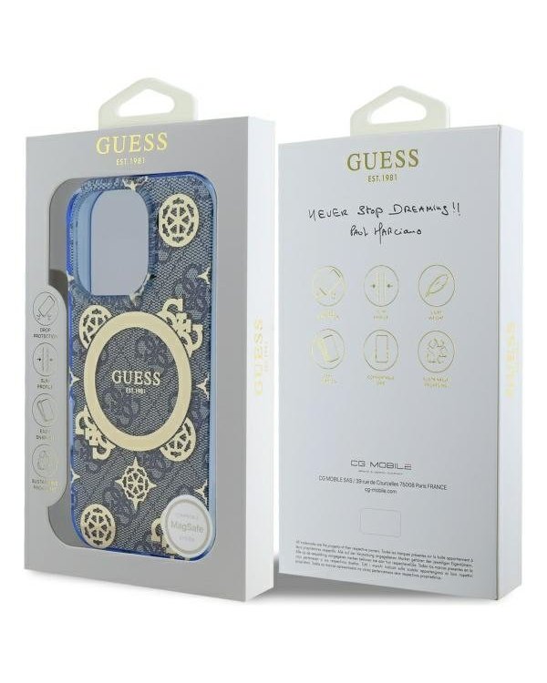 Guess IML Peony On 4G Background MagSafe Защитный Чехол для Apple iPhone 16 Pro Max