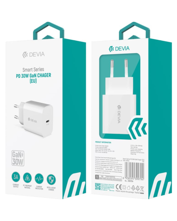 Devia Smart PD GaN 3арядное устройство USB-C 30W