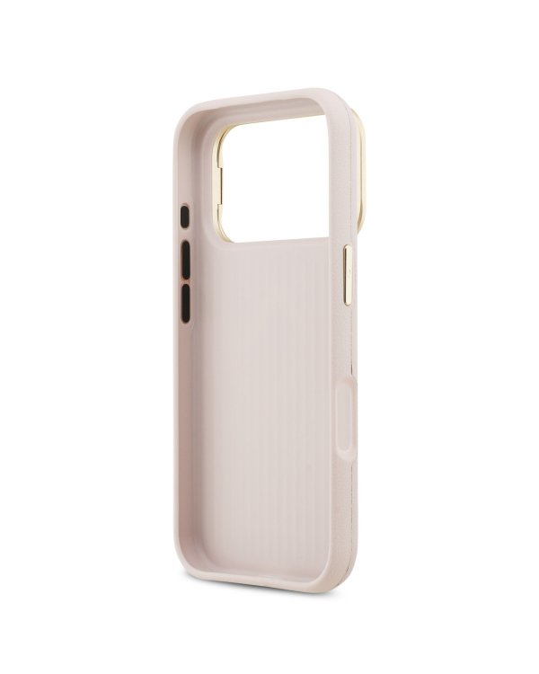 Guess PU Grained 4G Logo Stand Camera Frame Case Защитный чехол для iPhone 17 Pro / розовый