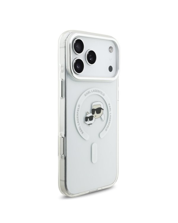 Karl Lagerfeld IML K&CH Heads Metal Frame MagSafe Case Защитный чехол для iPhone 17 Pro Max / прозрачный