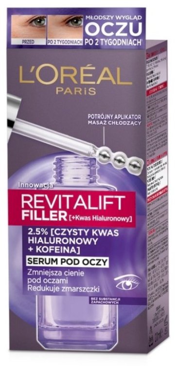 L´Oréal Paris Revitalift Filler Hyaluronic Acid + Caffeine Сыворотка Для Глаз 20 ml