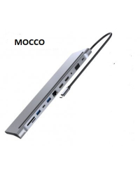 Mocco 12in1 Док станция для портативного компьютера / 2 x HDMI / 1 x USB 3.0 / USB-C / RJ45 / SD / Micro SD / VGA / PD / Audio / Серый