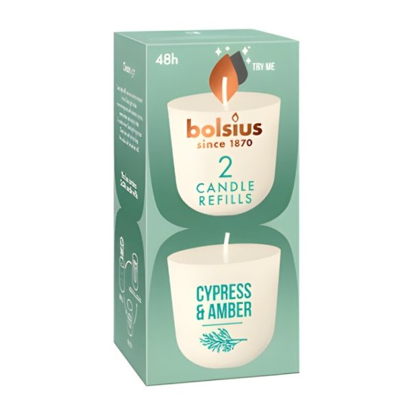 Bolsius CleanLight Сменные Свечи 2шт Cypress&Amber