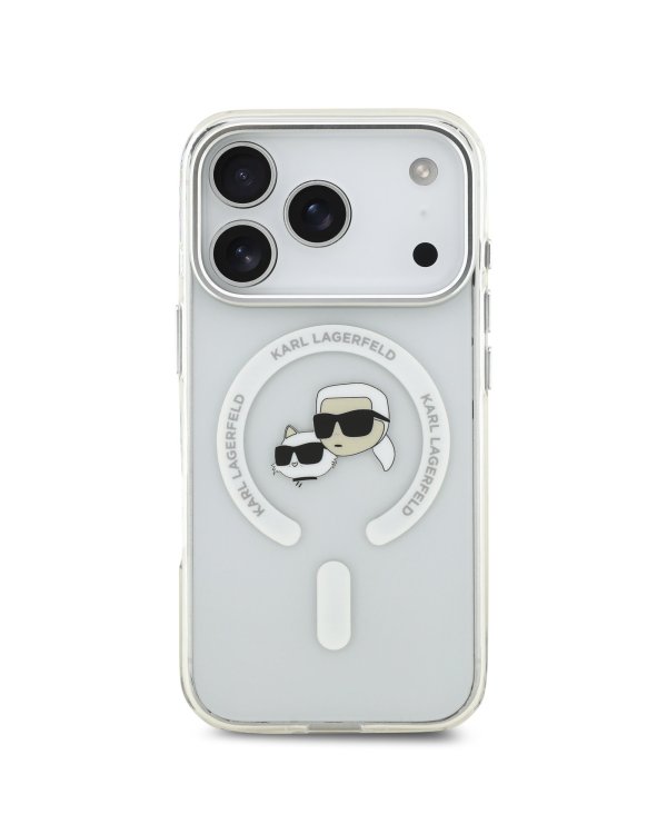 Karl Lagerfeld IML K&CH Heads Metal Frame MagSafe Case Защитный чехол для iPhone 17 Pro / прозрачный
