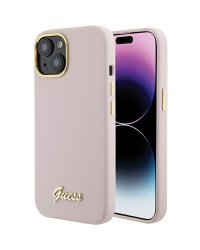 Guess Silicone Script Metal Logo & Frame Back Case Защитный Чехол для Apple iPhone 15