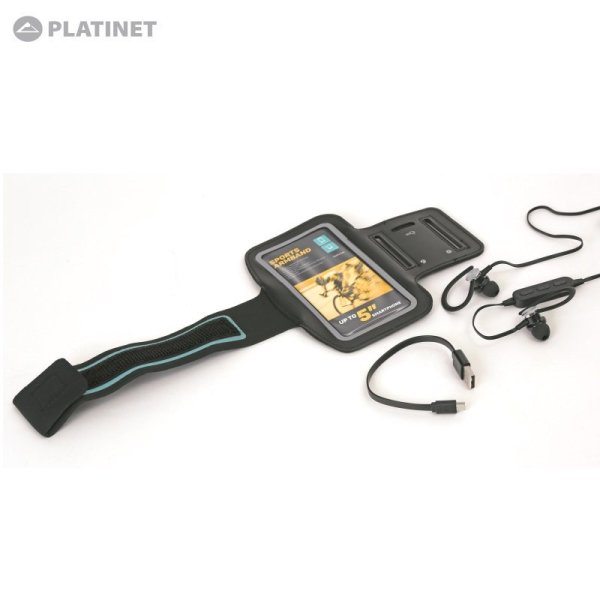 Platinet PM1075B 2in1 Bluetooth 4.2 Sport Стерео наушники c Mic & Remote + Armband Смартфон Case (5" Max) Black