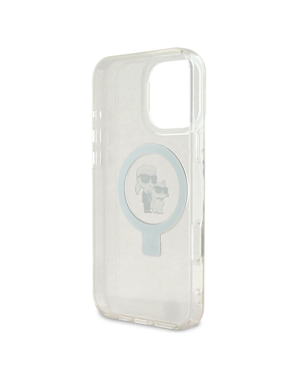 Karl Lagerfeld Ringstand Karl and Choupette MagSafe Защитный чехол для iPhone 16 Pro Max / белый