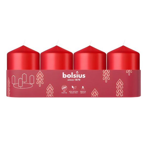 Bolsius Цилиндрические Свечи 4шт 60x40mm Red
