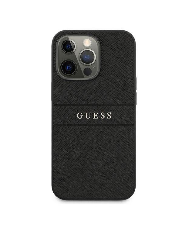 Guess GUHCP13MPSASBBK Saffiano Stripe Back Case Чехол для Apple iPhone 13 Черный