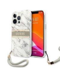 Guess GUHCP13XKMABGR Marble Strap Back Case Чехол для Apple iPhone 13 Pro Max Серый