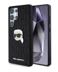 Karl Lagerfeld Leather Monogram Pin Logo Karl Head Чехол для Samsung Galaxy S25 Ultra