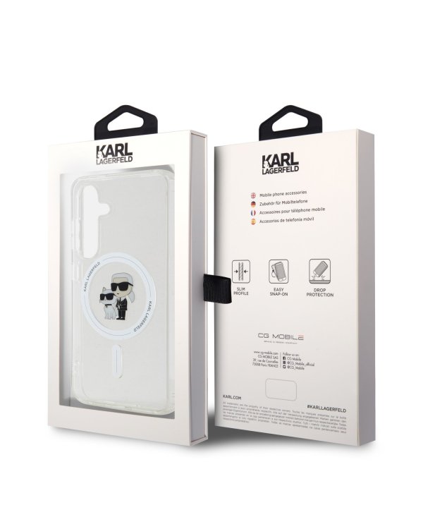 Karl Lagerfeld IML Glitter Karl and Choupette MagSafe Case Защитный чехол для Samsung Galaxy S24 / прозрачный