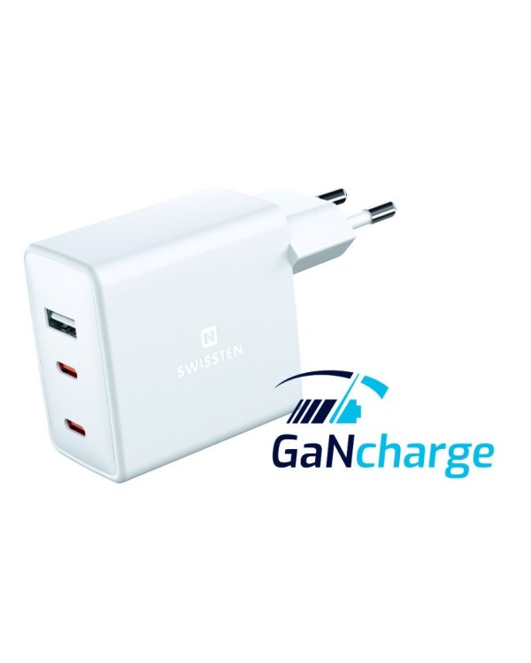 Swissten GaN зарядное устройство 2 x USB-C / USB / 70W