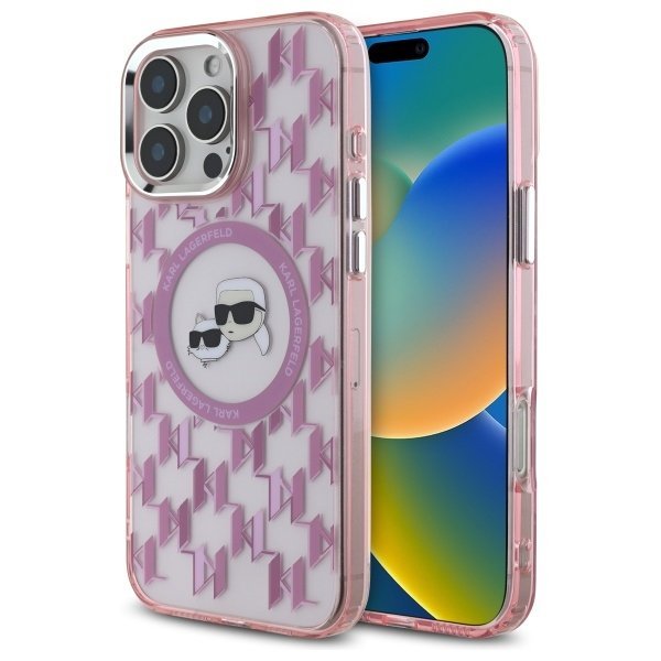 Karl Lagerfeld Hard IML Monogram Karl&Choupette Head MagSafe Case Чехол для Apple iPhone 16 Pro Max